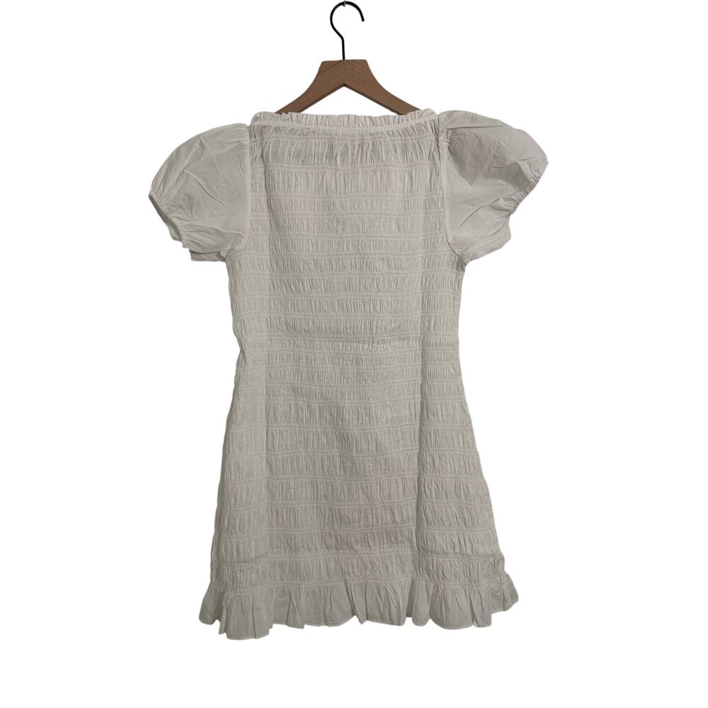 Dôen Rizzo White Smocked Mini Dress Salt White 100% Cotton Size M - Picture 9 of 9